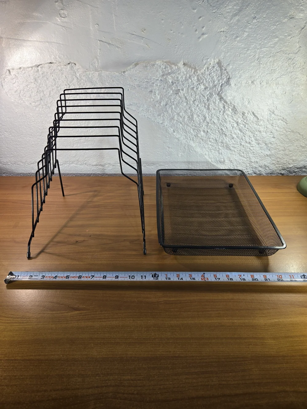 Black Mesh Desk Organizer Set - Multi-Tier Vertical File Rack & Letter Tray